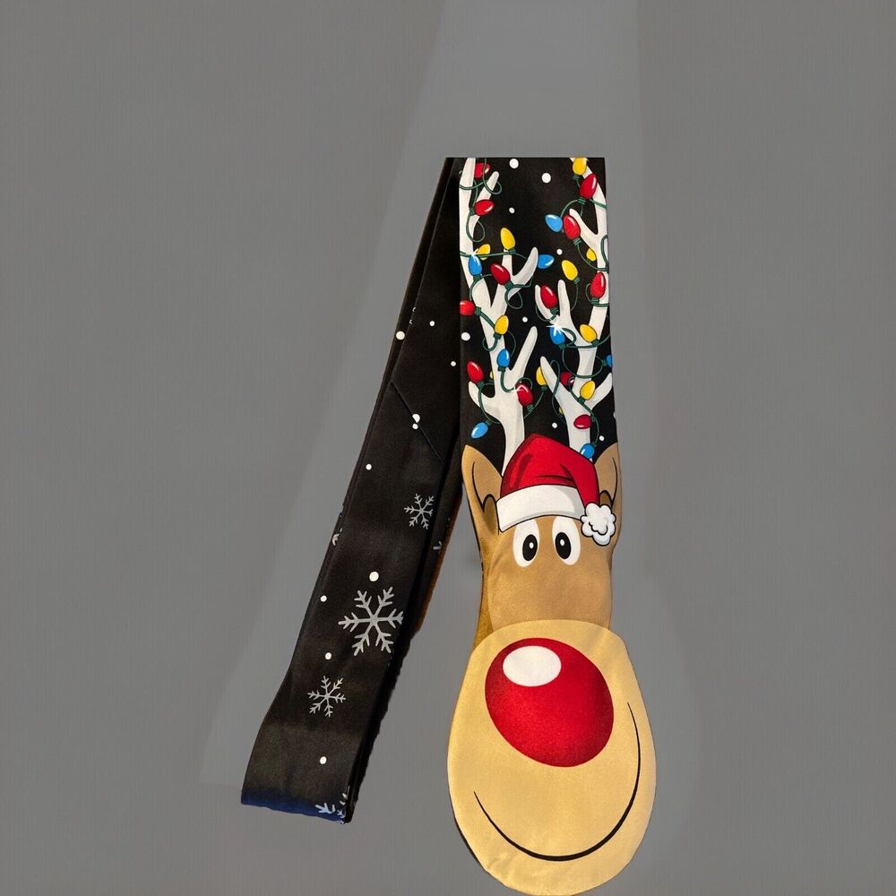 Vtg Noel Holiday Collection Rudolph Red Nosed Reindeer Graphic Necktie